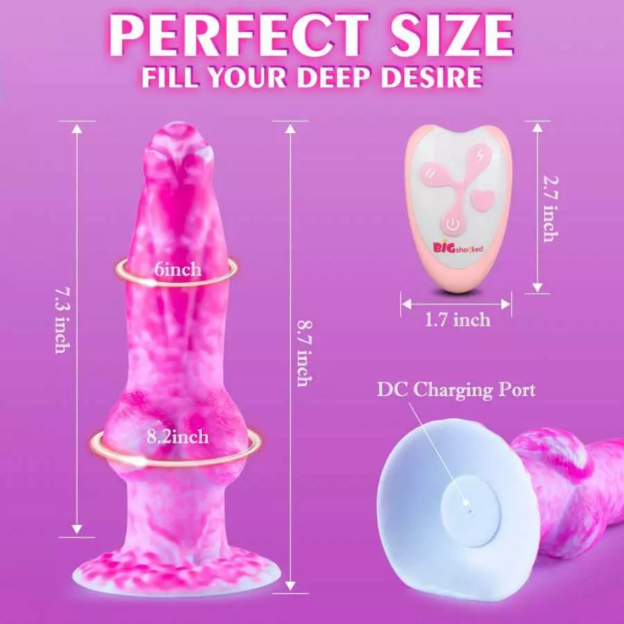 Thrusting Dildo Realistic Vibrating Dildos - 8.8in Women Sex Toys Thick G Spot Anal Dildo Thrusting Vibrator with 7 Modes, Silic