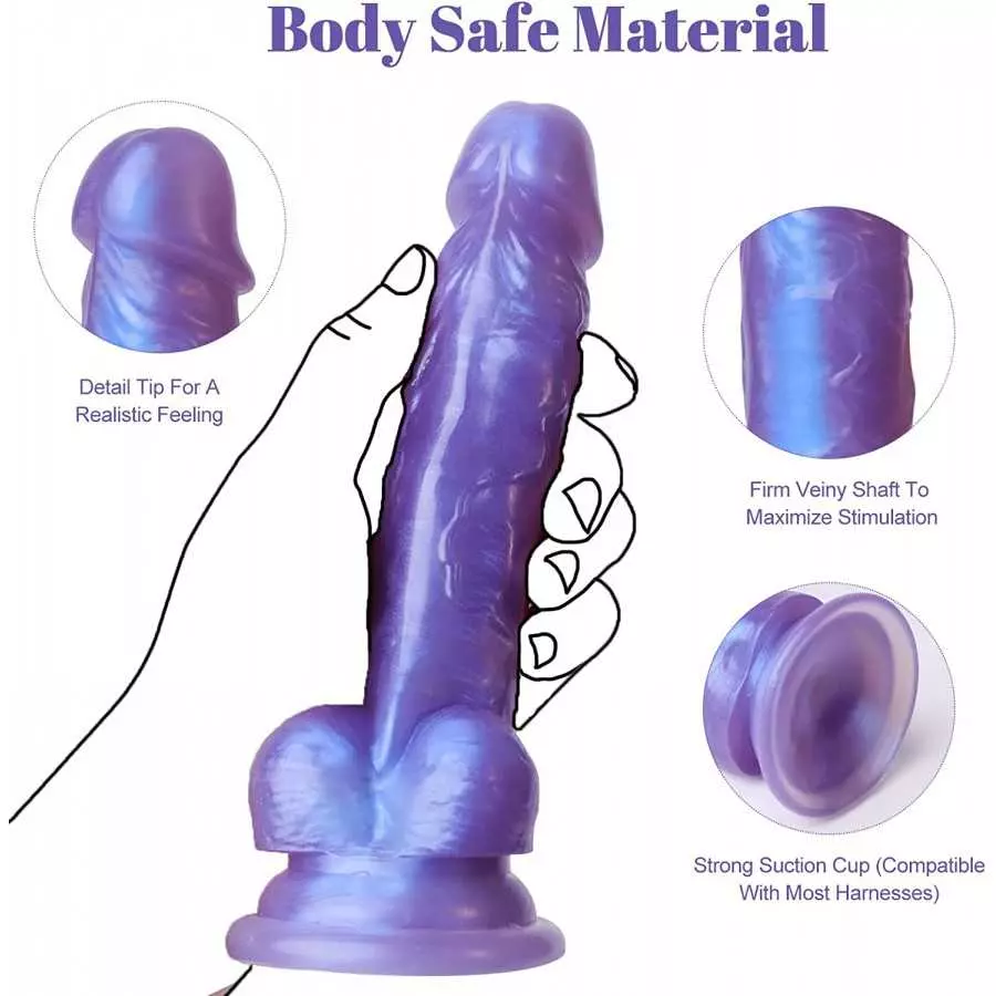 Realistic Dildo for Beginners, 6.5" Small Jelly Dildo with Suction Cup for Hands-Free Play, Body-Safe Material Dildos Adult Sex