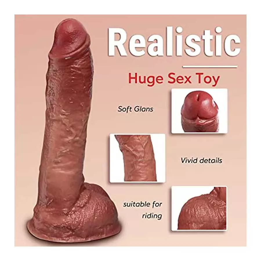 8.8”Big Silicone Dildo with Dual Density Soft Head and Hard Shaft, Huge Realistic Dildo with Lifelike Skin-Touching Feeling, Man