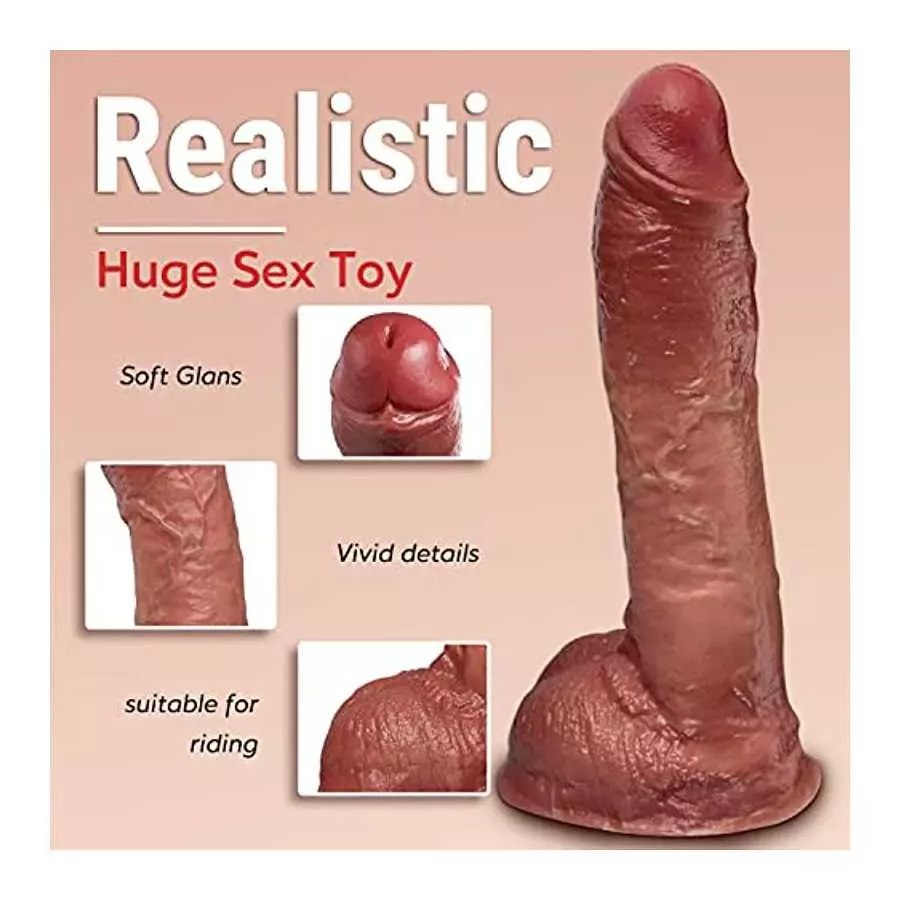 8.8”Big Silicone Dildo with Dual Density Soft Head and Hard Shaft, Huge Realistic Dildo with Lifelike Skin-Touching Feeling, Man