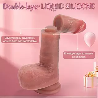 Realistic Dildos for Beginners, Soft Silicone Dildo with Strong Suction Cup for Hands-Free Play, 7.3 Inch Lifelike Dildo with Ba