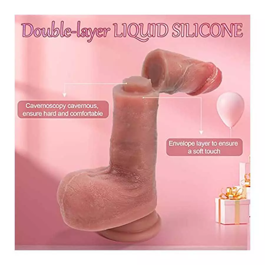 Realistic Dildos for Beginners, Soft Silicone Dildo with Strong Suction Cup for Hands-Free Play, 7.3 Inch Lifelike Dildo with Ba
