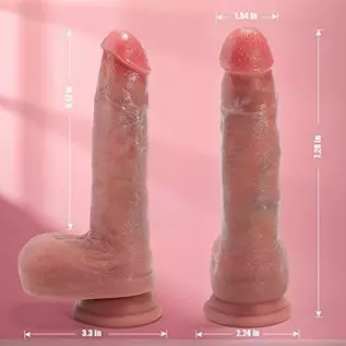 Realistic Dildos for Beginners, Soft Silicone Dildo with Strong Suction Cup for Hands-Free Play, 7.3 Inch Lifelike Dildo with Ba