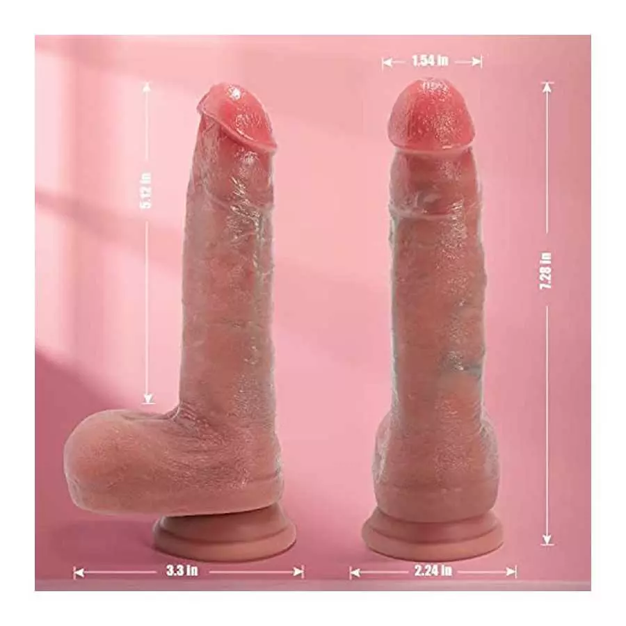 Realistic Dildos for Beginners, Soft Silicone Dildo with Strong Suction Cup for Hands-Free Play, 7.3 Inch Lifelike Dildo with Ba