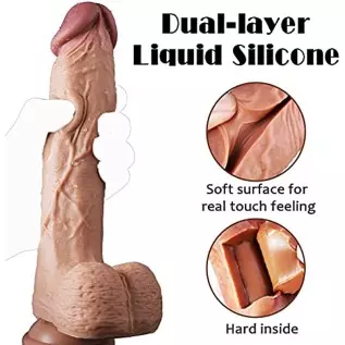 9 Inch Realistic Dildo Dual Density Liquid Silicone Cock with Strong Suction Cup,OIXGIRL Lifelike Penis Sex Toy Flexible Female