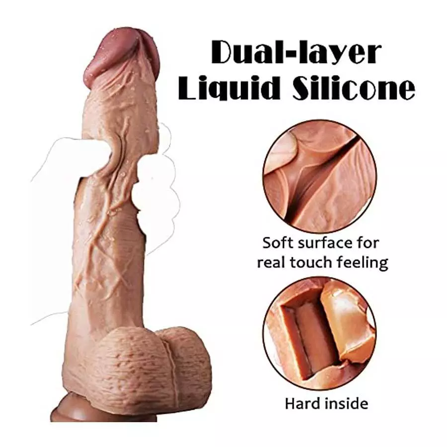 9 Inch Realistic Dildo Dual Density Liquid Silicone Cock with Strong Suction Cup,OIXGIRL Lifelike Penis Sex Toy Flexible Female
