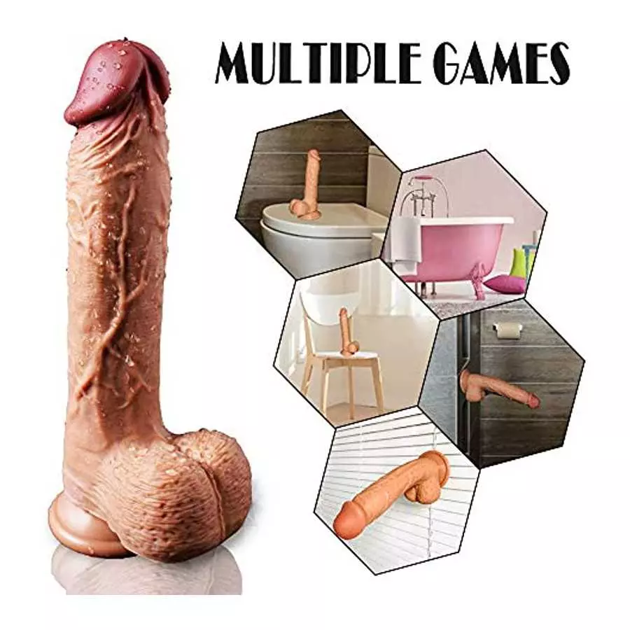 9 Inch Realistic Dildo Dual Density Liquid Silicone Cock with Strong Suction Cup,OIXGIRL Lifelike Penis Sex Toy Flexible Female