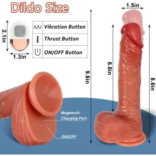 8.6" Thrusting Realistic Dildo Vibrator with Remote Control 5 Vibration & 3 Thrusting Modes, Lifelike Silicone Dildos with Stron