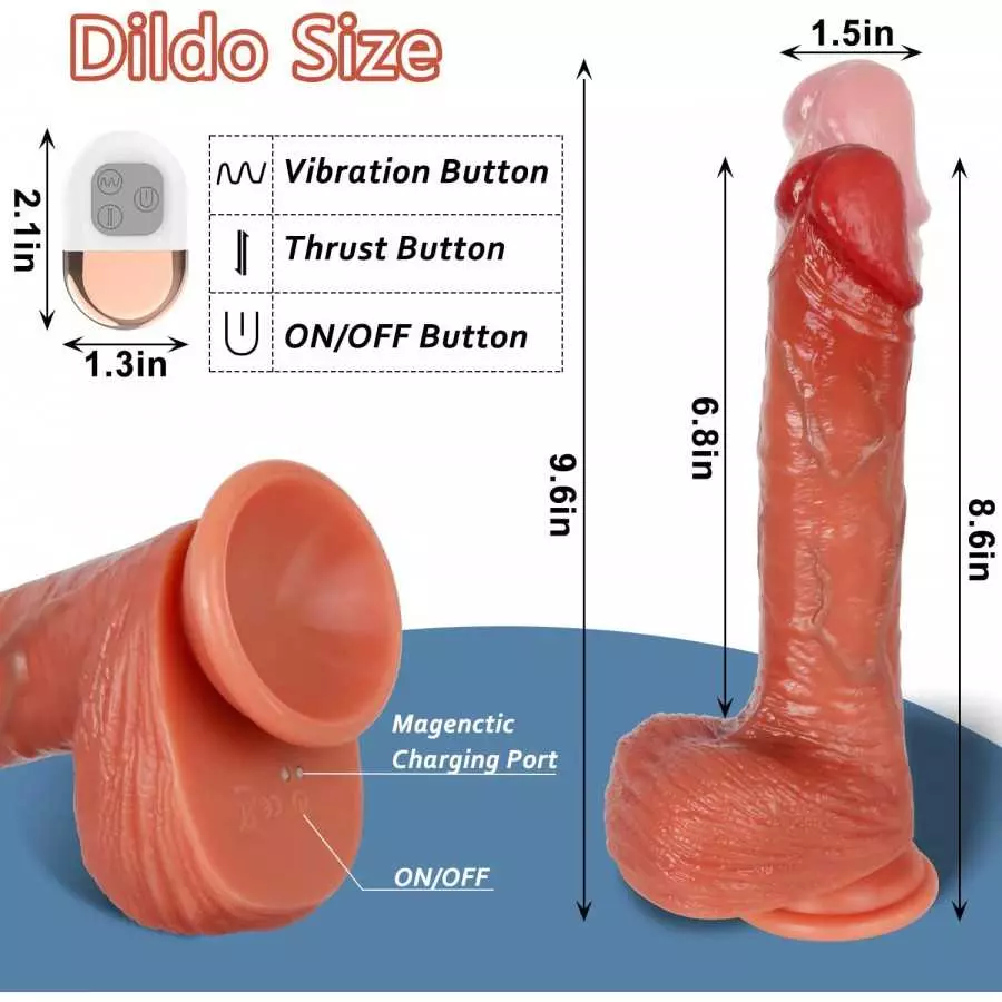 8.6" Thrusting Realistic Dildo Vibrator with Remote Control 5 Vibration & 3 Thrusting Modes, Lifelike Silicone Dildos with Stron