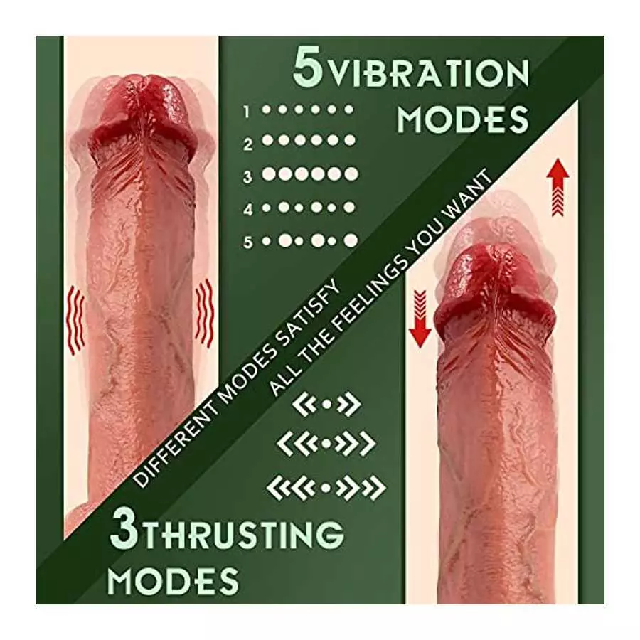 4 in 1 Thrusting Dildo Vibrator with Rotating and Heating, G-spot Dildos for Vagina and Anal Stimulation with 3 Thrust & 5 Vibra