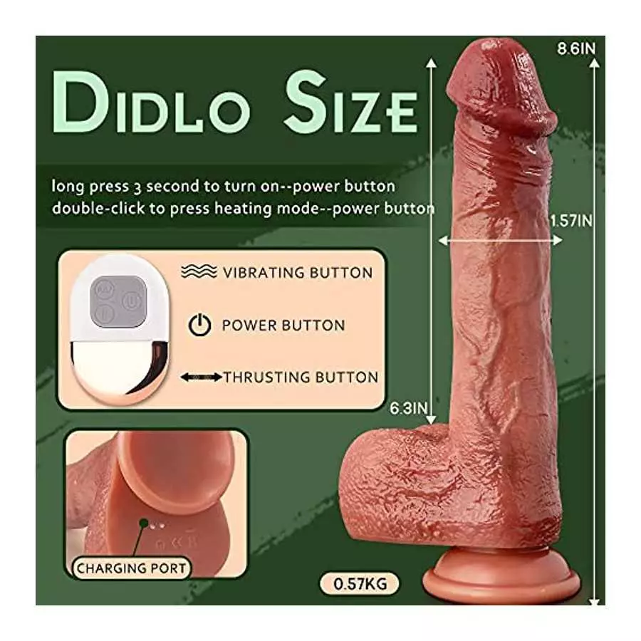 4 in 1 Thrusting Dildo Vibrator with Rotating and Heating, G-spot Dildos for Vagina and Anal Stimulation with 3 Thrust & 5 Vibra