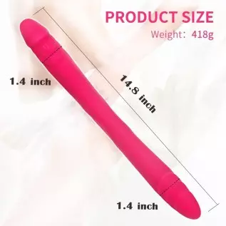 Realistic Double-Ended Vibrating G-spot Dildo Vibrator - Adorime 14.8Inch Strapless Wireless Silicone Massager for Women, Rechar
