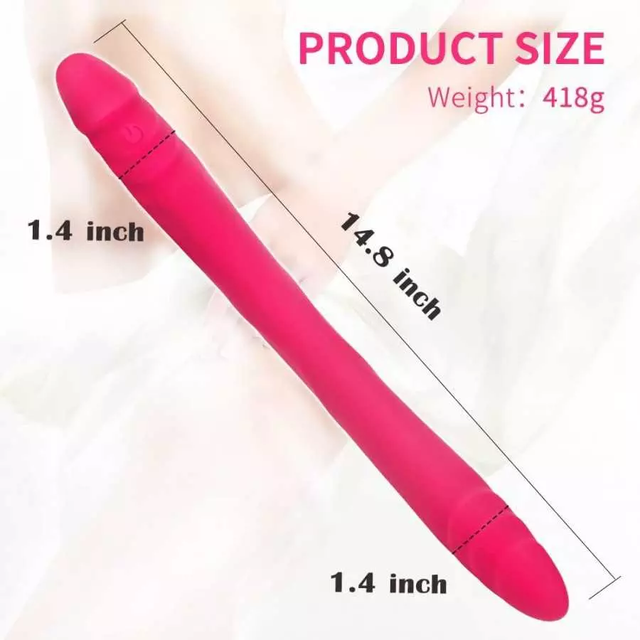 Realistic Double-Ended Vibrating G-spot Dildo Vibrator - Adorime 14.8Inch Strapless Wireless Silicone Massager for Women, Rechar