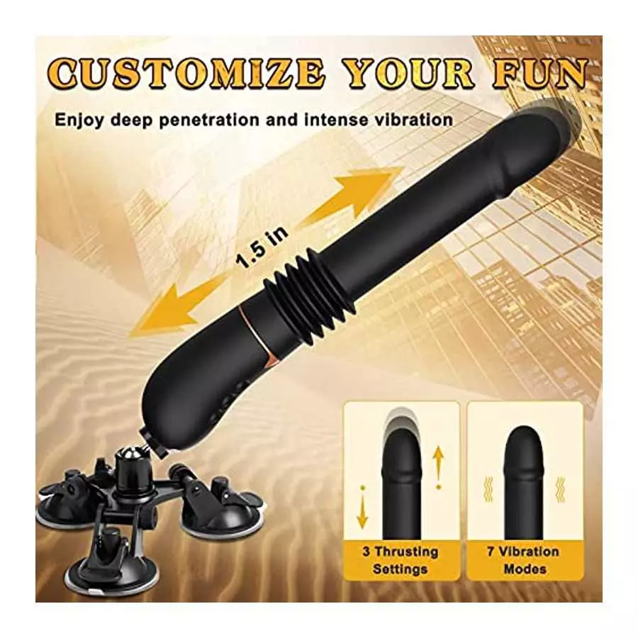 Sex Machine Thrusting Dildo Vibrator - Realistic Vibrating Dildo for Women with 3 Thrusts 7 Vibrations, Suction Cup Dildo for Cl