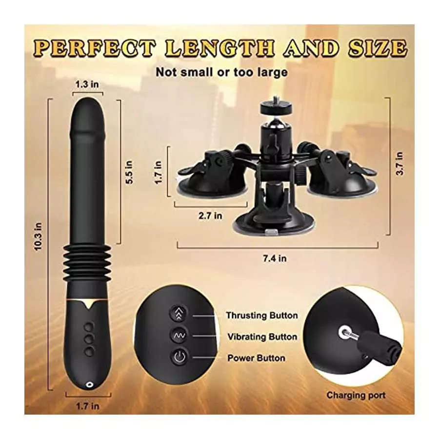 Sex Machine Thrusting Dildo Vibrator - Realistic Vibrating Dildo for Women with 3 Thrusts 7 Vibrations, Suction Cup Dildo for Cl