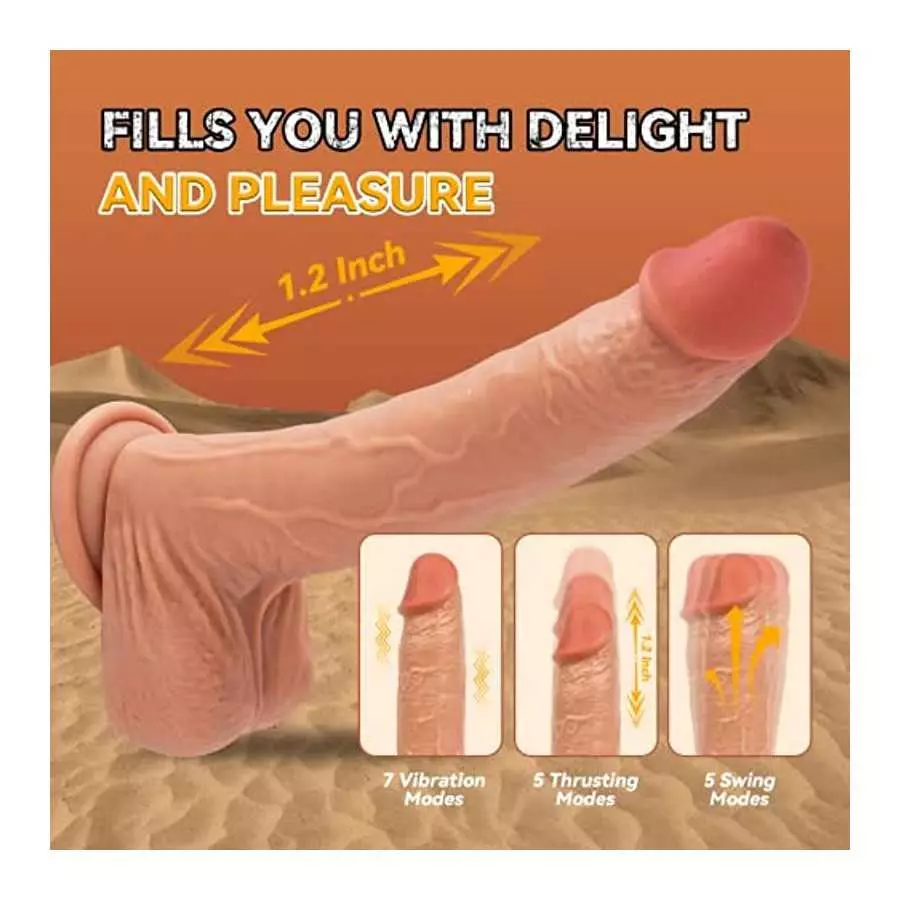 9.5" Thrusting Dildo Vibrator for Women - Huge Realistic Vibrating Dildo with 5 Thrusting Swing Modes 7 Vibrations, Strap On Dil