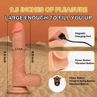 9.5" Thrusting Dildo Vibrator for Women - Huge Realistic Vibrating Dildo with 5 Thrusting Swing Modes 7 Vibrations, Strap On Dil 9.5" Thrusting Dildo Vibrator for Women - Huge Realistic Vibrating Dildo with 5 Thrusting Swing Modes 7 Vibrations, Strap On Dil