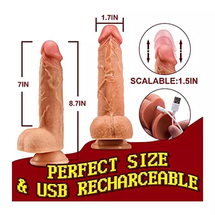 Thrusting Dildo Vibrator with 8 Vibrating Modes Sex Toys 8.6 Inch Realistic Dildos, fleshlightWireless Vibrating Dildos with Hea