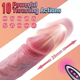 Thrusting Realistic Anal Dildo Vibrator Sex Toy for Women, Liquid Silicone Vibrating Heating Dildo Stimulator with Remote, 10 Te