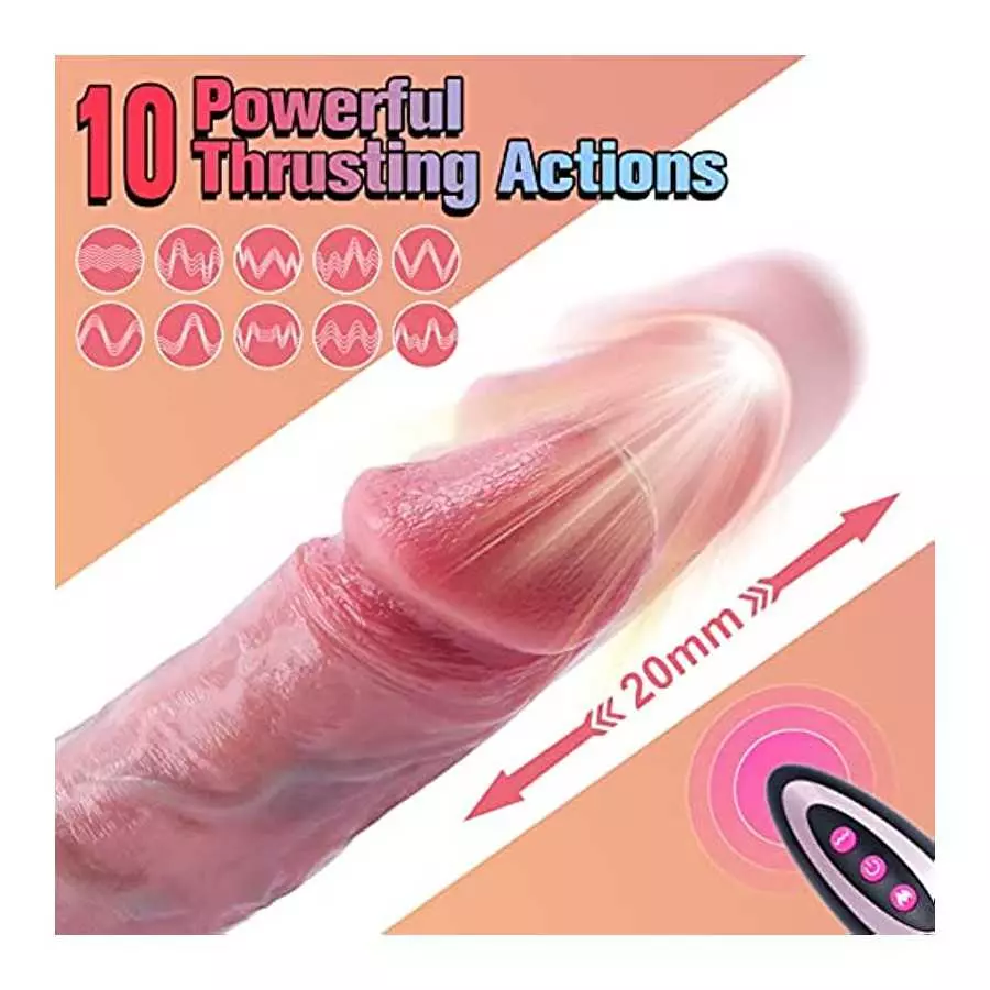 Thrusting Realistic Anal Dildo Vibrator Sex Toy for Women, Liquid Silicone Vibrating Heating Dildo Stimulator with Remote, 10 Te