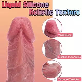 Thrusting Realistic Anal Dildo Vibrator Sex Toy for Women, Liquid Silicone Vibrating Heating Dildo Stimulator with Remote, 10 Te