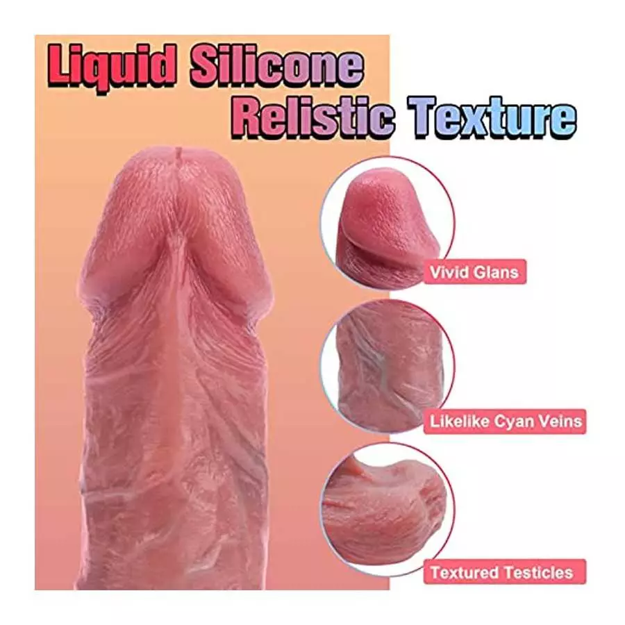 Thrusting Realistic Anal Dildo Vibrator Sex Toy for Women, Liquid Silicone Vibrating Heating Dildo Stimulator with Remote, 10 Te