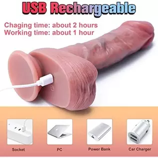 Thrusting Realistic Anal Dildo Vibrator Sex Toy for Women, Liquid Silicone Vibrating Heating Dildo Stimulator with Remote, 10 Te