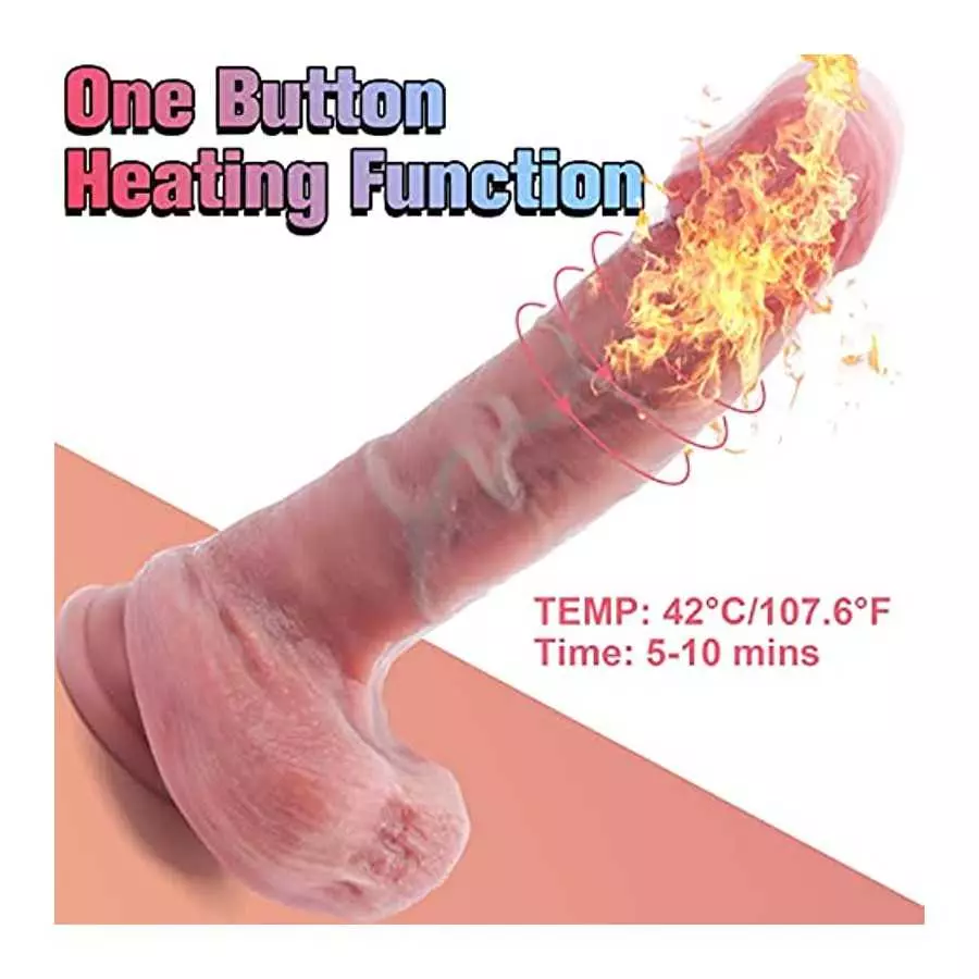 Thrusting Realistic Anal Dildo Vibrator Sex Toy for Women, Liquid Silicone Vibrating Heating Dildo Stimulator with Remote, 10 Te
