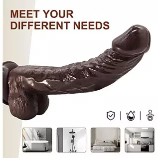 Huge Black Realistic Dildo with Strong Suction Cup Adult Sex Toys for Women Men, 9 Inch Big Soft Silicone Flexible Lifelike Dild