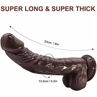 Huge Black Realistic Dildo with Strong Suction Cup Adult Sex Toys for Women Men, 9 Inch Big Soft Silicone Flexible Lifelike Dild