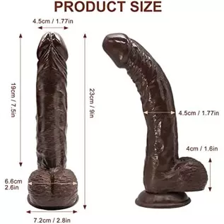 Huge Black Realistic Dildo with Strong Suction Cup Adult Sex Toys for Women Men, 9 Inch Big Soft Silicone Flexible Lifelike Dild
