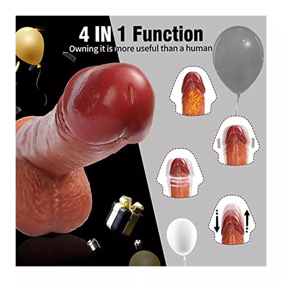 Adult Sex Toys for Womens Pleasure - Thrusting Vibrating Dildo Vibrator with Heating Function, Ultra Vivid Realistic Rose Dildos