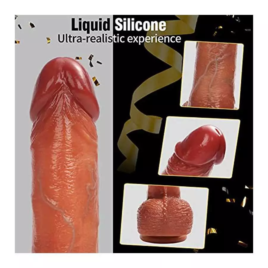 Adult Sex Toys for Womens Pleasure - Thrusting Vibrating Dildo Vibrator with Heating Function, Ultra Vivid Realistic Rose Dildos