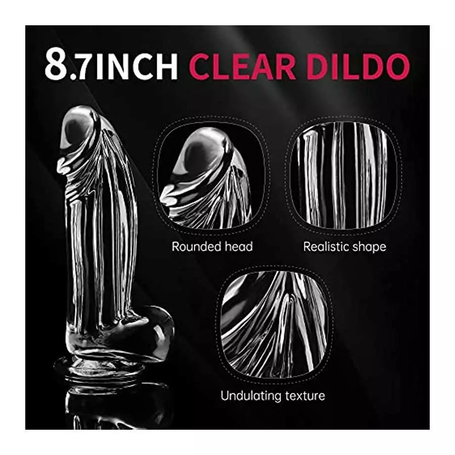8.7 Inch Realistic Dildo,Clear Dildo,Big Thick Penis with Strong Suction Cup for Hands-Free Play,Body-Safe Material Anal Dildo f