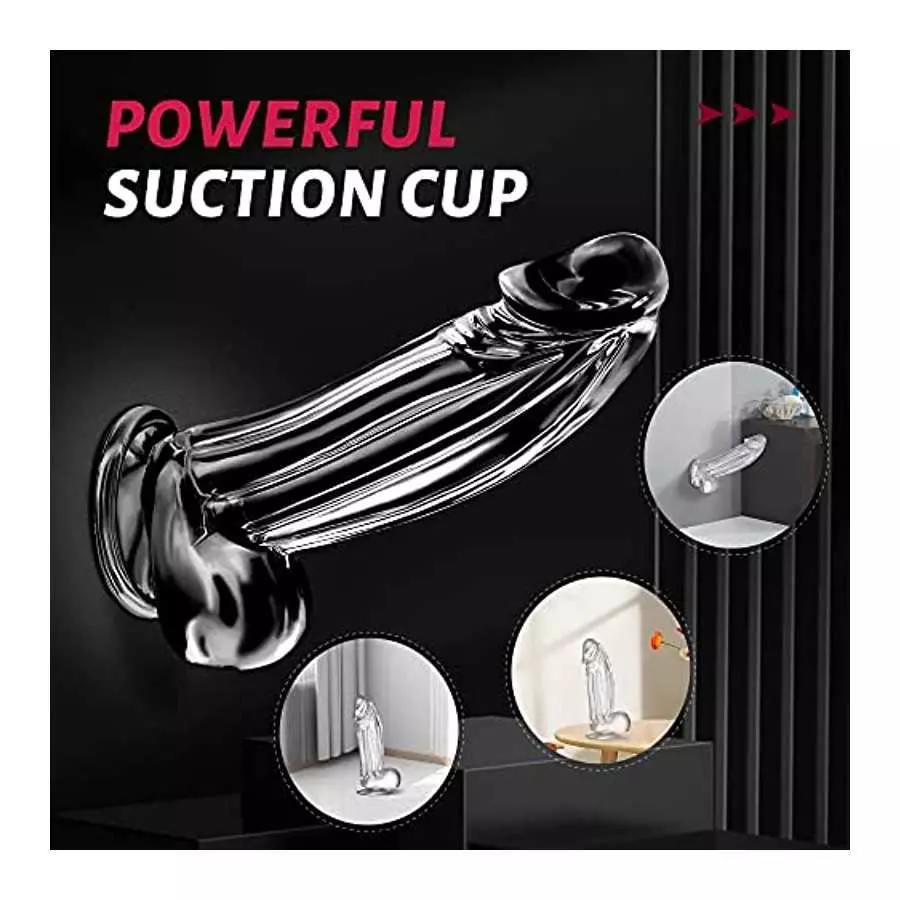 8.7 Inch Realistic Dildo,Clear Dildo,Big Thick Penis with Strong Suction Cup for Hands-Free Play,Body-Safe Material Anal Dildo f
