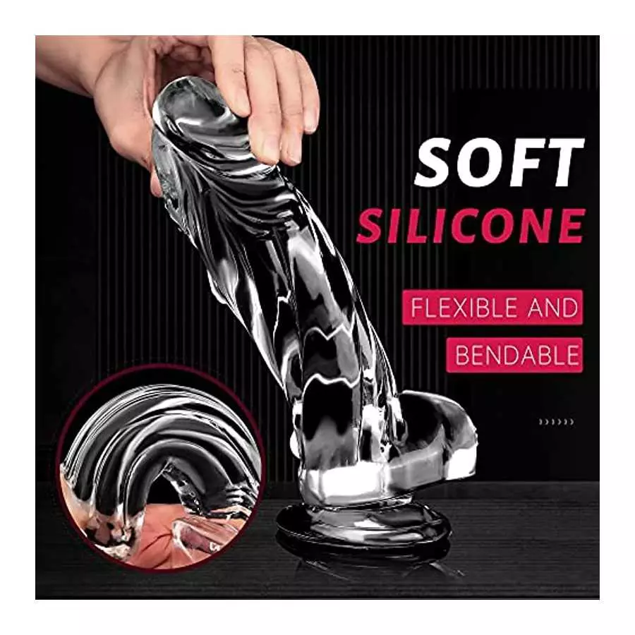 8.7 Inch Realistic Dildo,Clear Dildo,Big Thick Penis with Strong Suction Cup for Hands-Free Play,Body-Safe Material Anal Dildo f