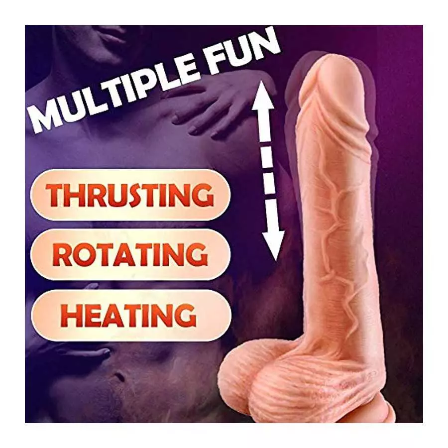 Thrusting Dildo Vibrator with Strong Suction Cup,Heating Realistic Dildo with 8 Thrusting Modes Liquid Silicone Adult Sex Toy G-