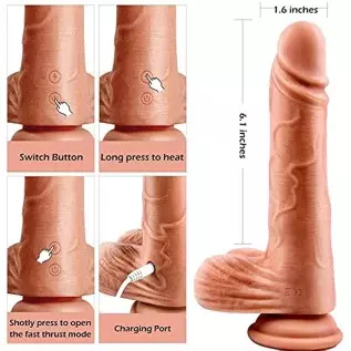 Thrusting Dildo Vibrator with Strong Suction Cup,Heating Realistic Dildo with 8 Thrusting Modes Liquid Silicone Adult Sex Toy G-