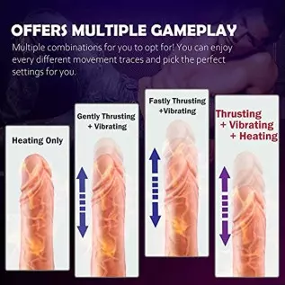 Thrusting Dildo Vibrator with Strong Suction Cup,Heating Realistic Dildo with 8 Thrusting Modes Liquid Silicone Adult Sex Toy G-