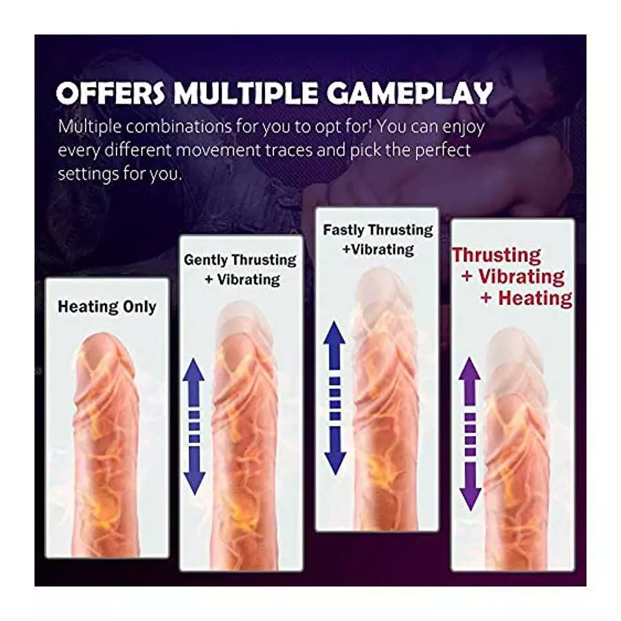 Thrusting Dildo Vibrator with Strong Suction Cup,Heating Realistic Dildo with 8 Thrusting Modes Liquid Silicone Adult Sex Toy G-