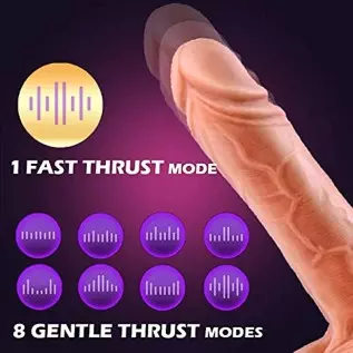 Thrusting Dildo Vibrator with Strong Suction Cup,Heating Realistic Dildo with 8 Thrusting Modes Liquid Silicone Adult Sex Toy G-