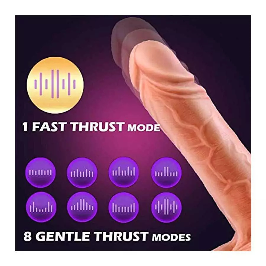 Thrusting Dildo Vibrator with Strong Suction Cup,Heating Realistic Dildo with 8 Thrusting Modes Liquid Silicone Adult Sex Toy G-