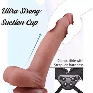 8.5 Inch Realistic Dildo with Suction Cup Base for Hands-Free Play,Lifelike G-spot Dildo with Movable Foreskin for Vagina Anus I