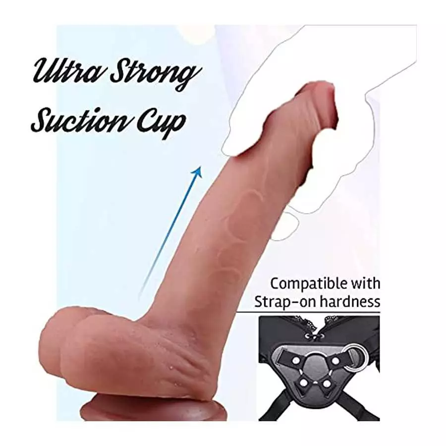 8.5 Inch Realistic Dildo with Suction Cup Base for Hands-Free Play,Lifelike G-spot Dildo with Movable Foreskin for Vagina Anus I