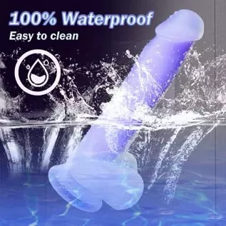 Luminous Realistic Dildo G-Spot Stimulator, 8"Silicone Lifelike Dildo with Strong Suction Cup Flexible for Vaginal Anal Play Sex