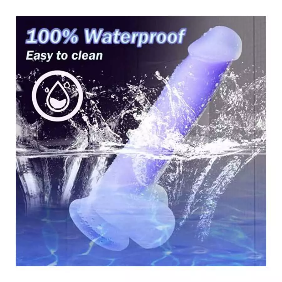 Luminous Realistic Dildo G-Spot Stimulator, 8"Silicone Lifelike Dildo with Strong Suction Cup Flexible for Vaginal Anal Play Sex