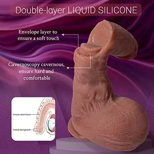Realistic Dildos Double-Layer Silicone, Flexible Anal Dildo with Strong Suction Cup for Hands-Free Play, Lifelike Fake Penis wit