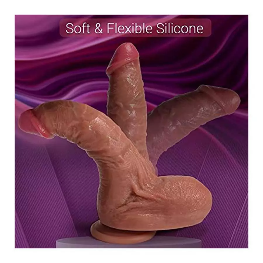 Realistic Dildos Double-Layer Silicone, Flexible Anal Dildo with Strong Suction Cup for Hands-Free Play, Lifelike Fake Penis wit