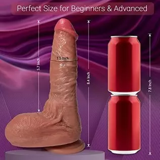 Realistic Dildos Double-Layer Silicone, Flexible Anal Dildo with Strong Suction Cup for Hands-Free Play, Lifelike Fake Penis wit
