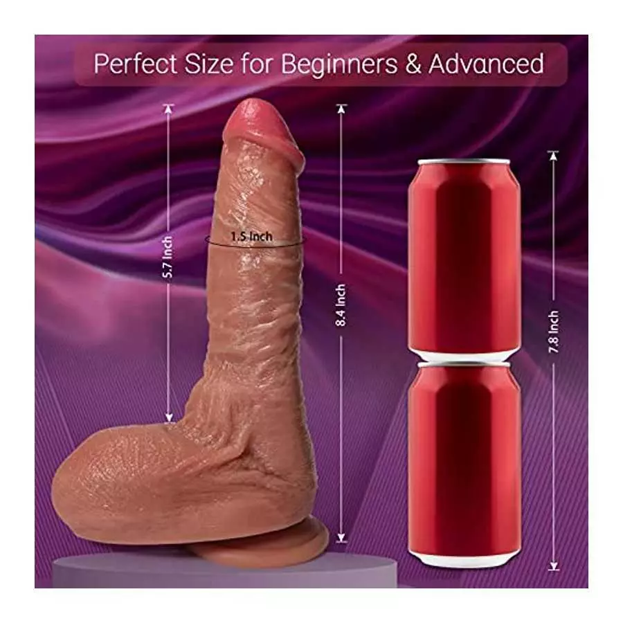 Realistic Dildos Double-Layer Silicone, Flexible Anal Dildo with Strong Suction Cup for Hands-Free Play, Lifelike Fake Penis wit